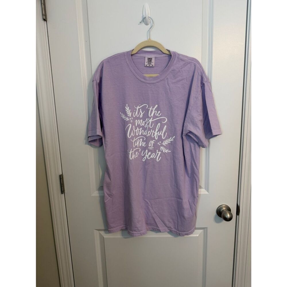 Comfort Colors Lavender Short Sleeve Tee with White Script Graphic
